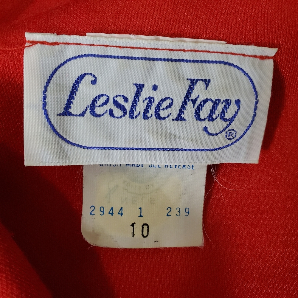 Vintage Leslie Fay Red Dress, Size10 - Picture 10 of 10